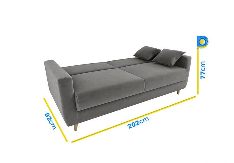 2,02m Sofá-cama 3 Lug.
