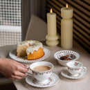 12Pç. Xícaras+Pires em Porcelana