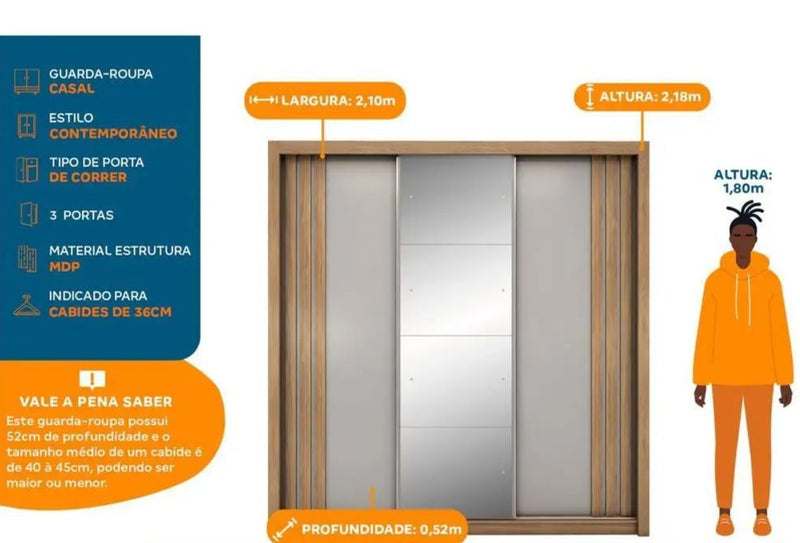 2,10m Guarda-roupa Casal