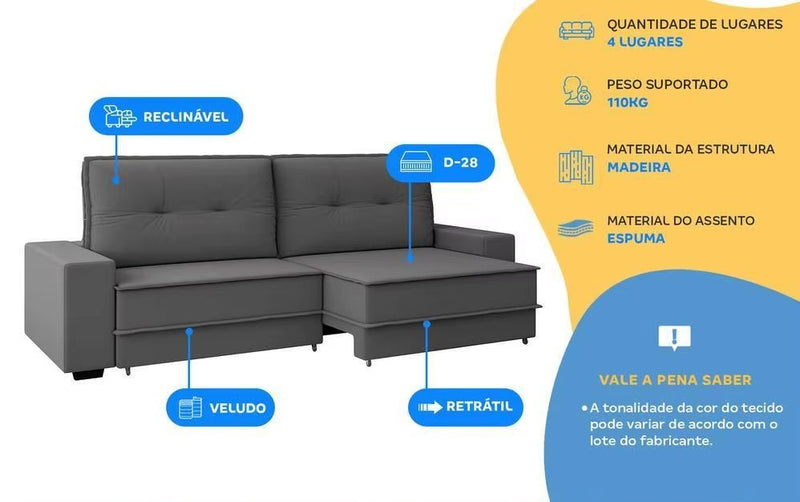 Sofá Retrá/Recli. 4 Lug.