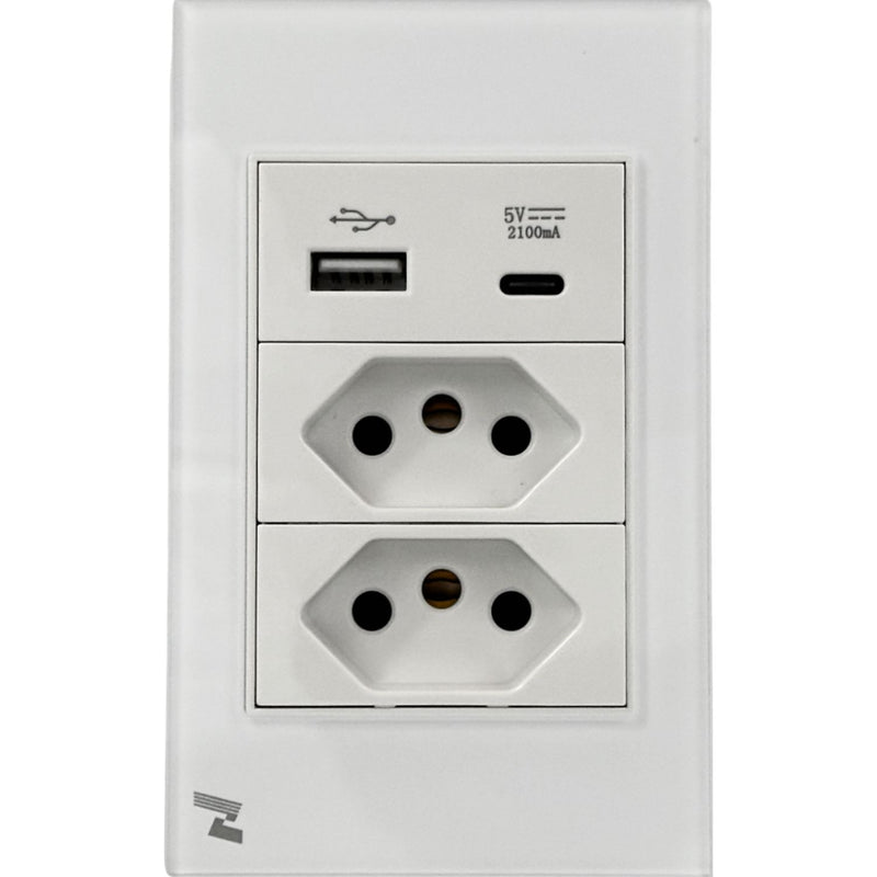 Tomada + USB (Preto e Branco)
