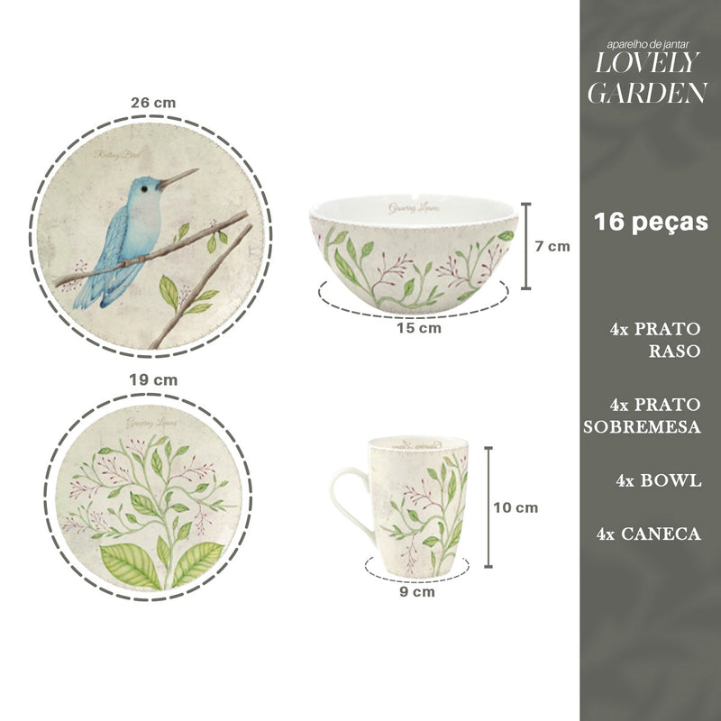 16Pçs.Louça Cerâmica