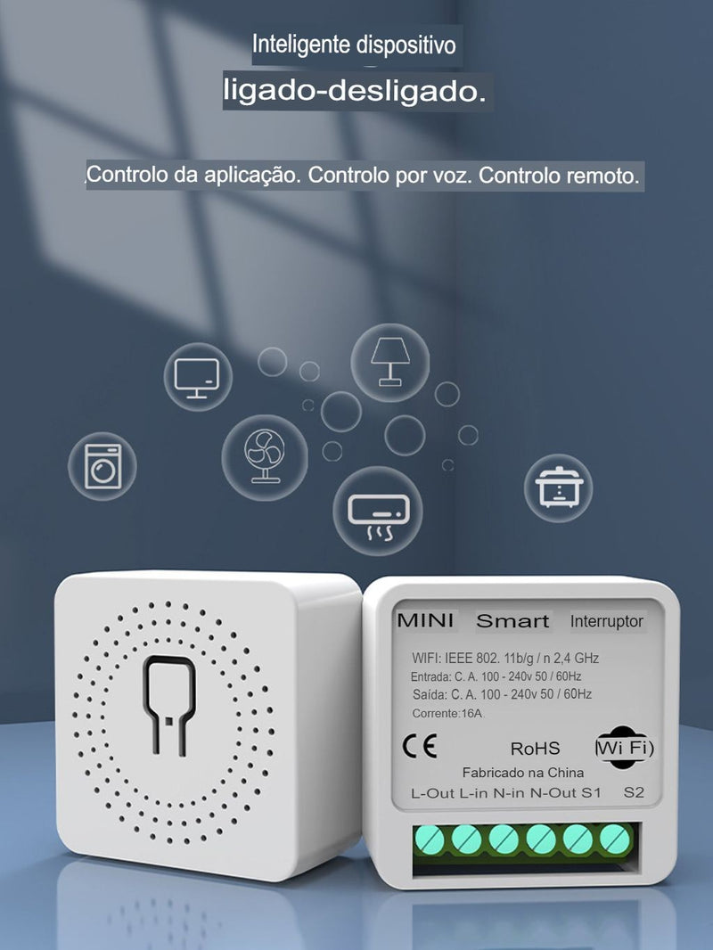 Mini interruptor Inteligente com WIFI, Suporte de APP Alexa Google Home e Contro