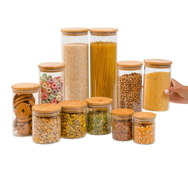 11Potes de vidro e bambu
