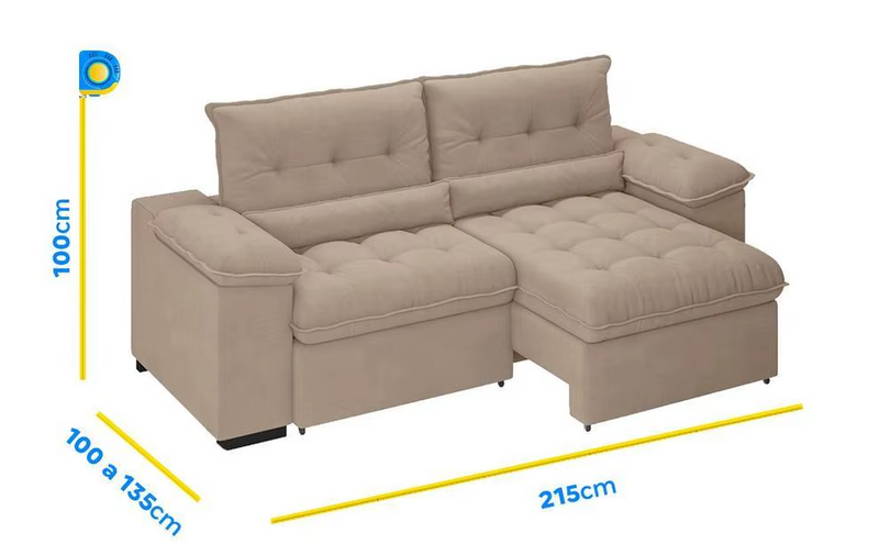 2,15m Sofá Retrá/Recli. 3 Lugares