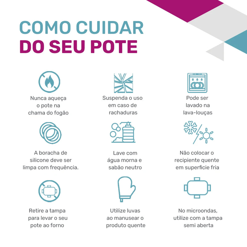 KIT 10 Potes Vidro Herméticos Retangular 1040ml