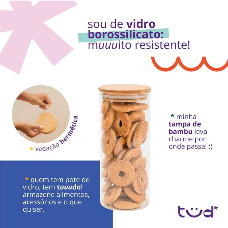 5 potes-Vidro Bambu