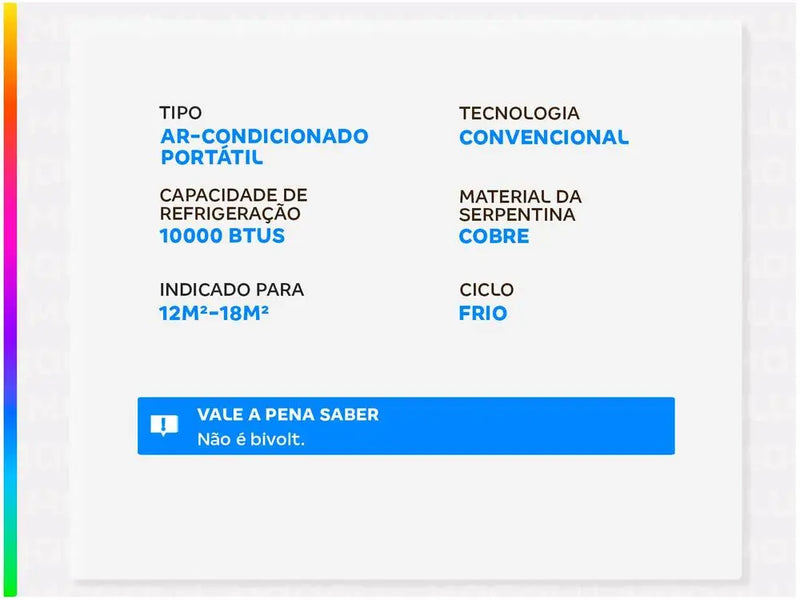 10.000 BTUs Ar-condicionado PORTÁTIL Frio