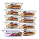 KIT 10 Potes Vidro Herméticos Retangular 1040ml