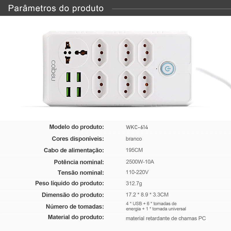 Extensão Tomada e USB