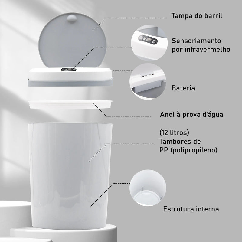 lixeira c/ Sensor (Preto e Branco)