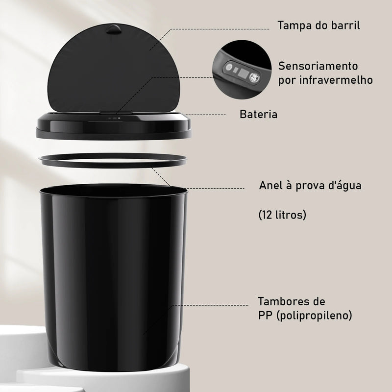 lixeira c/ Sensor (Preto e Branco)