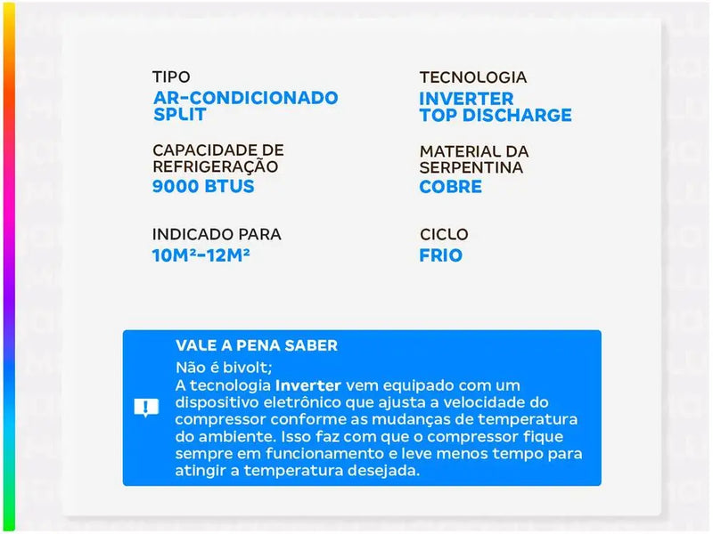9.000BTUs Ar-condicionado Split