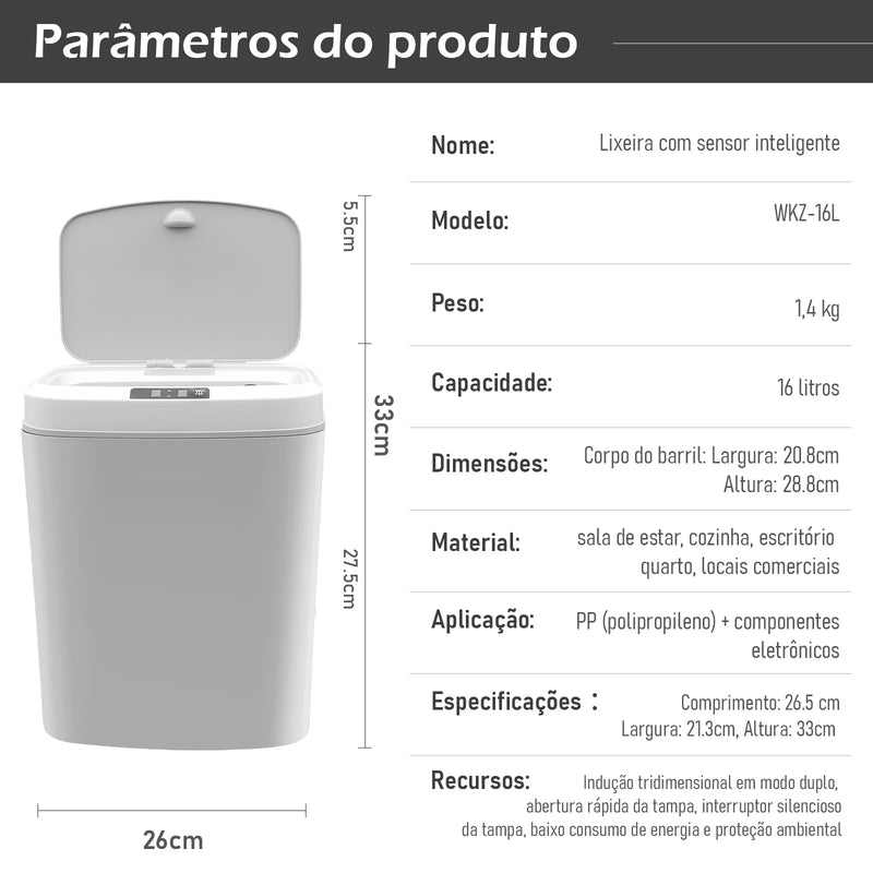 lixeira c/ Sensor (Preto e Branco)