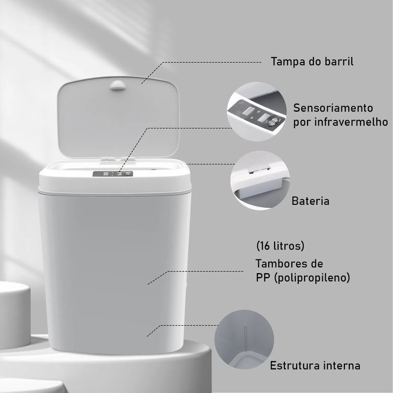 lixeira c/ Sensor (Preto e Branco)