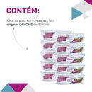 KIT 10 Potes Vidro Herméticos Retangular 1040ml
