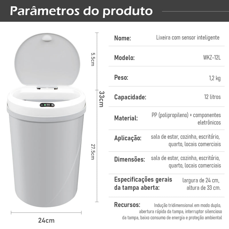 lixeira c/ Sensor (Preto e Branco)