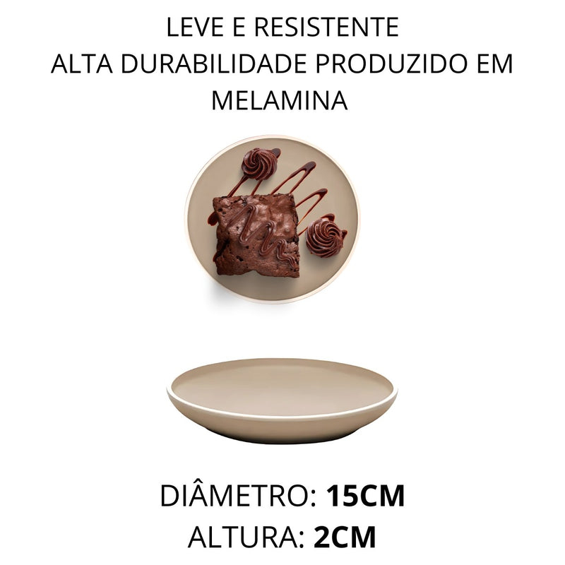 12 Pratos Bege 15cm