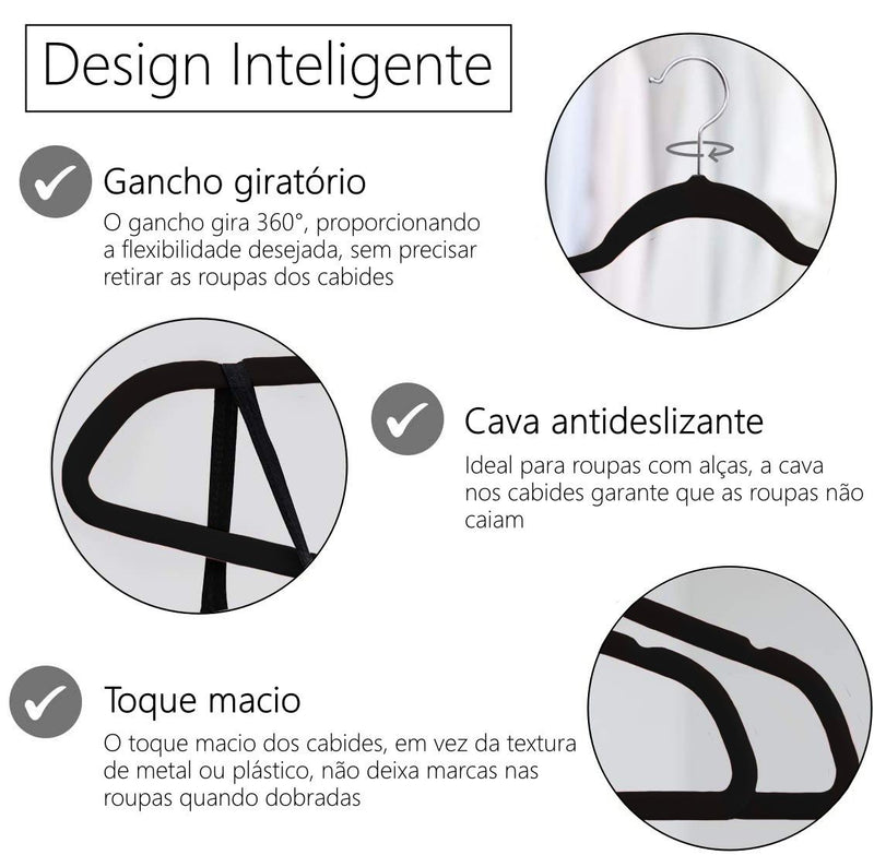 100 Cabide Veludo Kit