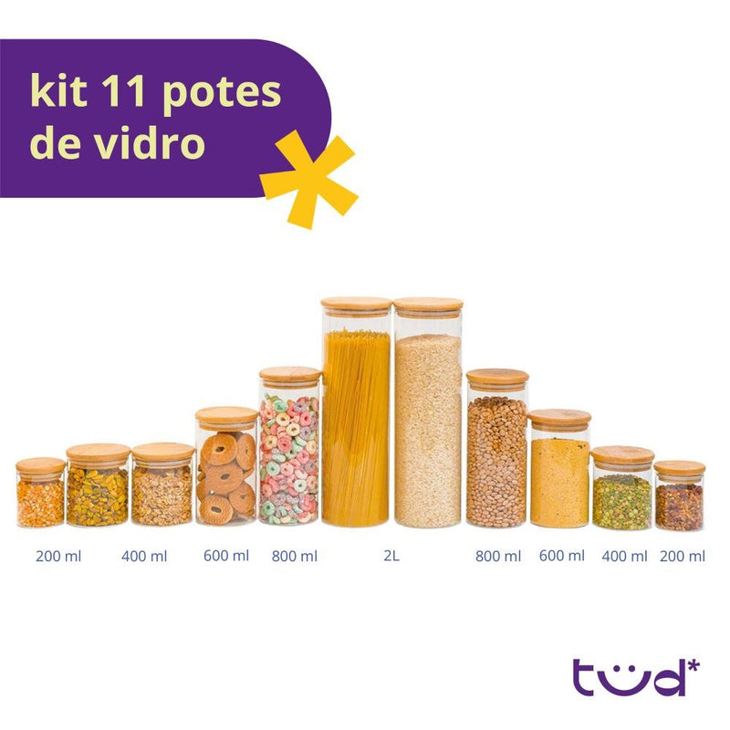 11Potes de vidro e bambu