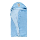 Toalha Para Bebes Com Fralda Macia e Capuz Bordado Azul