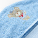 Toalha Para Bebes Com Fralda Macia e Capuz Bordado Azul