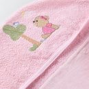 Toalha Para Bebes Com Fralda Macia e Capuz Bordado Rosa
