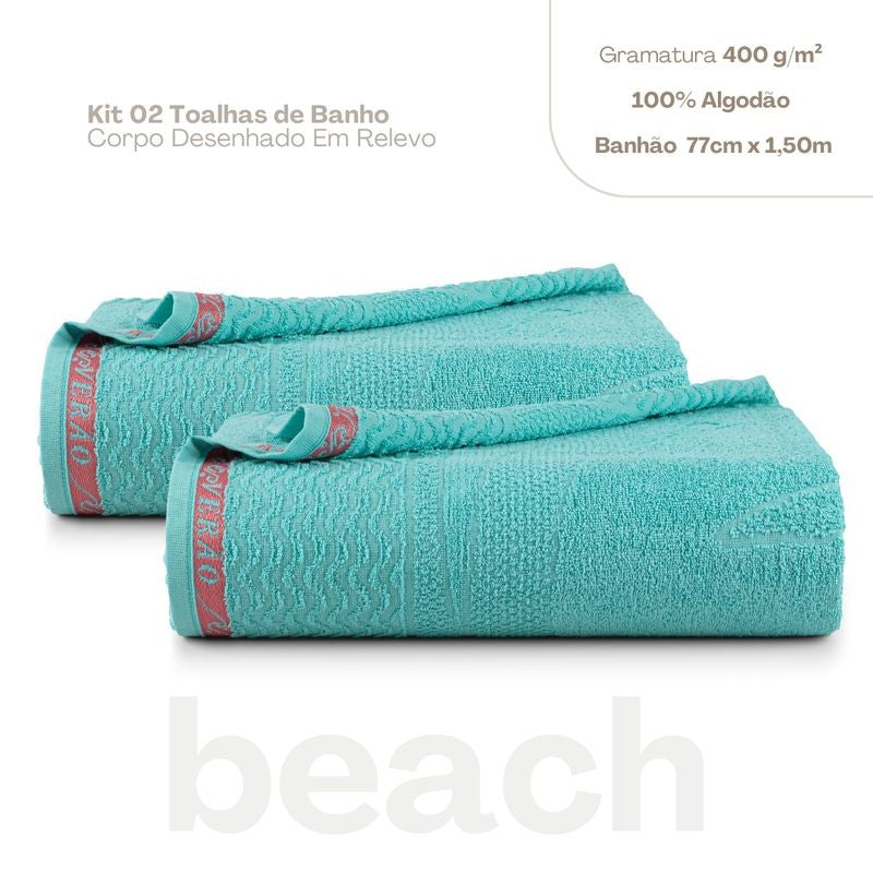 02 Toalhas de Banho Beach Azul