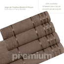 4 pçs - Jogo de toalha premium Chocolate