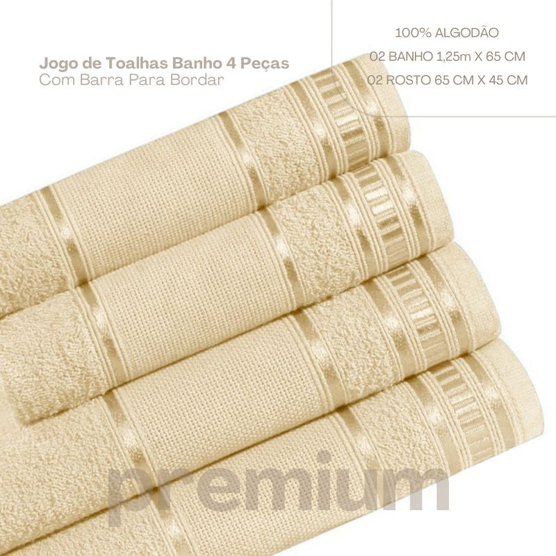 4 pçs - Jogo de toalha